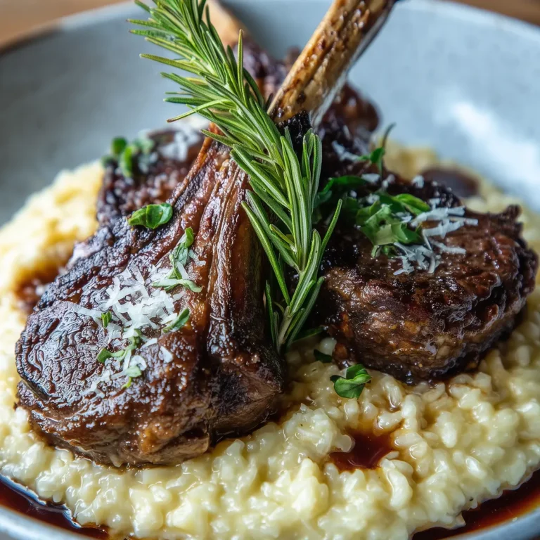Garlic Rosemary Lamb Chops with Creamy Parmesan Risotto