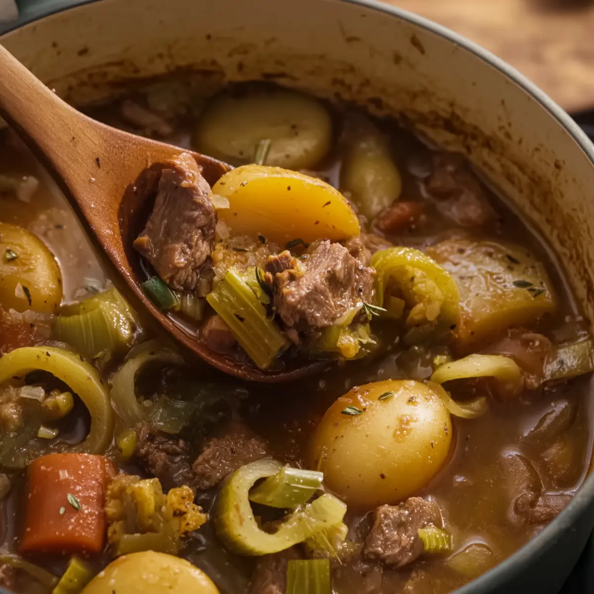 Hearty Lamb Stew with Leeks and Potatoes