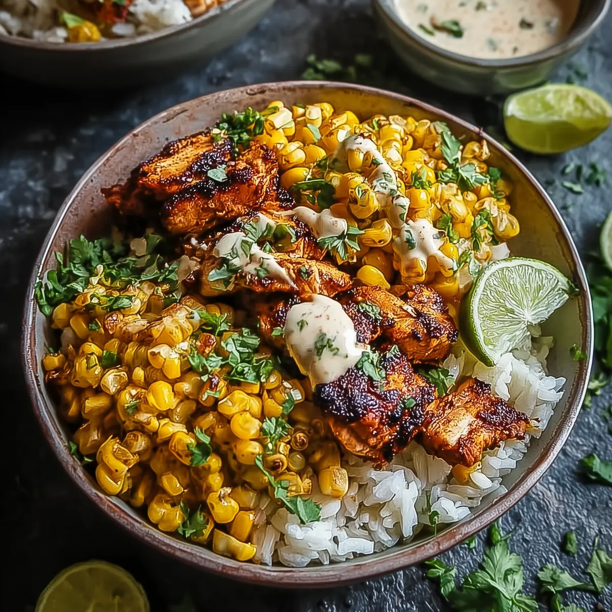 Street Corn Chicken Rice Bowl